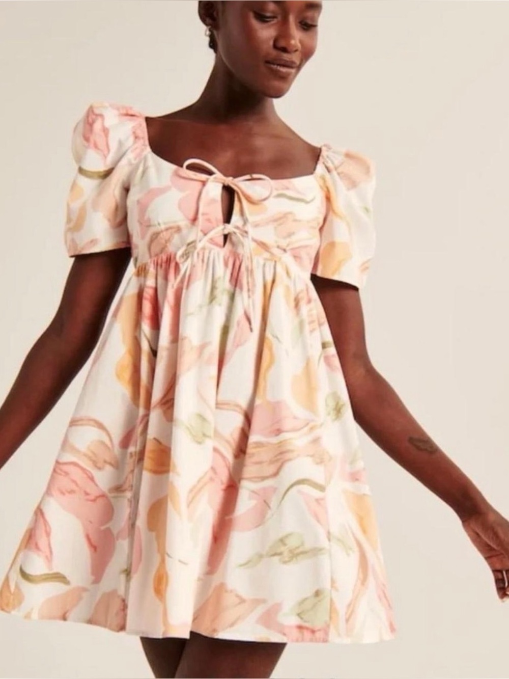 Abercrombie & Fitch Keyhole Floral Babydoll Dress.